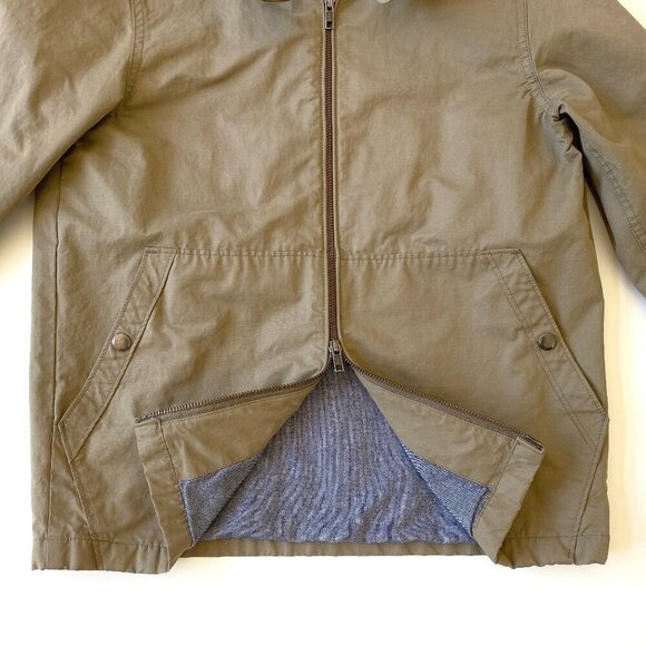 J.Crew Mens Cruiser Harrington Jacket XS Tan 2-Way Zipper Cotton Blend Pockets - Picture 7 of 16